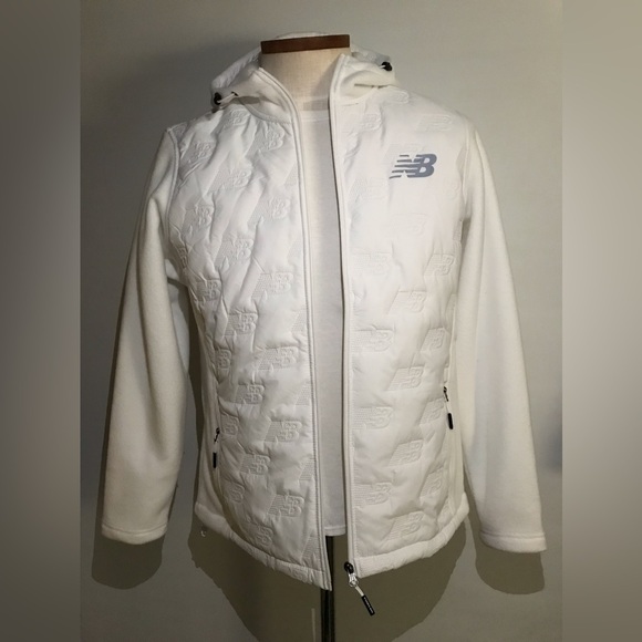 New Balance [XL] Branded White Full-Zip Fleece Jacket - Picture 14 of 15